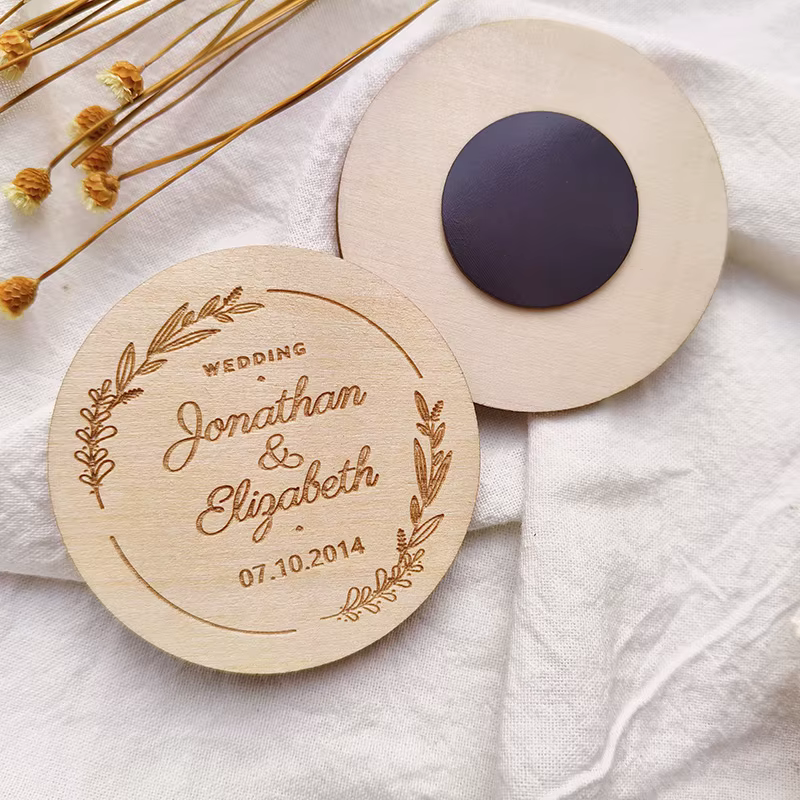 Aimants en bois personnalisés Souvenirs de mariage pour les invités Aimants de sauvegarde la date Ca