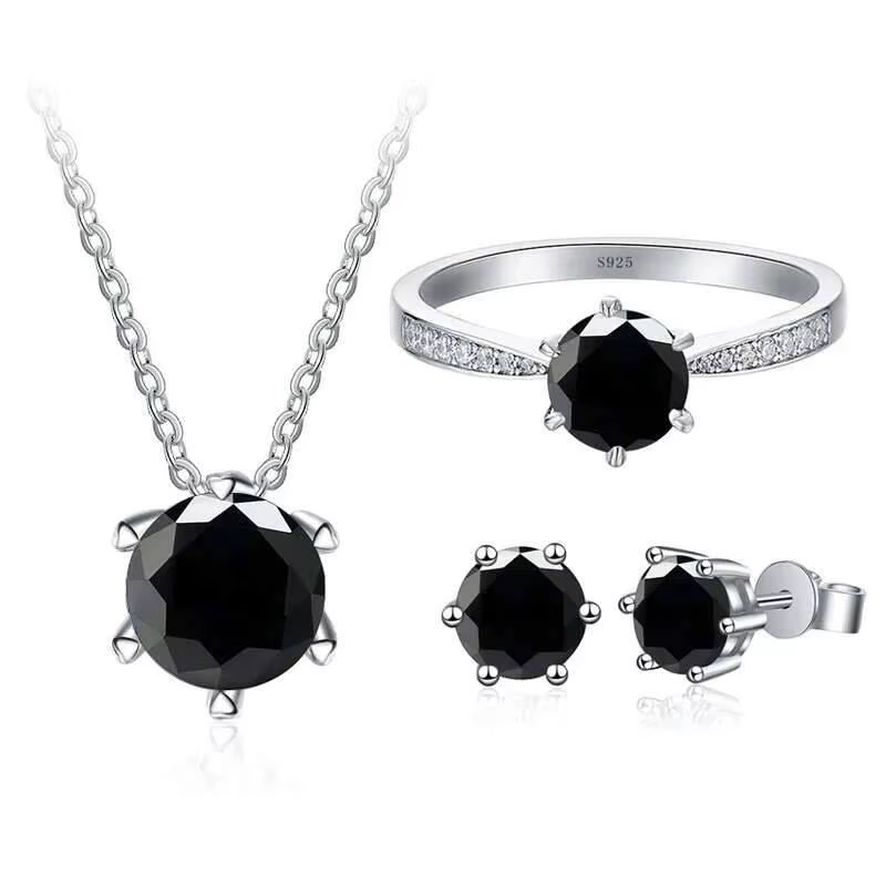 Ensemble de bijoux en argent regardé 925 pour femmes, matiques de mariage, boucles d'oreilles, colli
