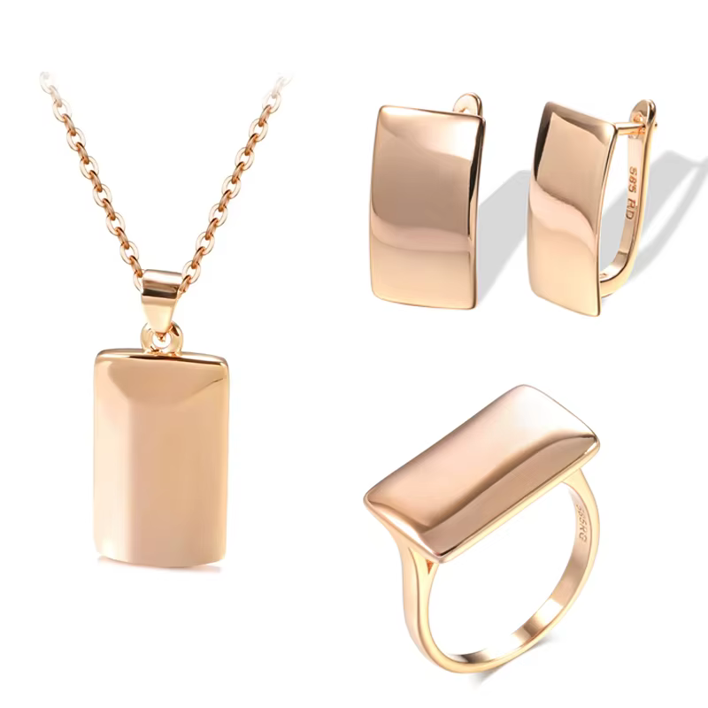 JULYDREAM carré géométrique 585 couleur or ensembles de bijoux pour femmes brillant boucles d'oreill