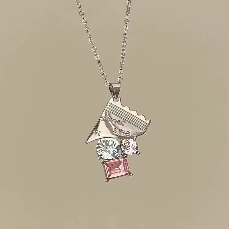 ANENJERY – collier avec pendentif en Zircon rose et bleu pour femmes, chaîne de clavicule, Design de