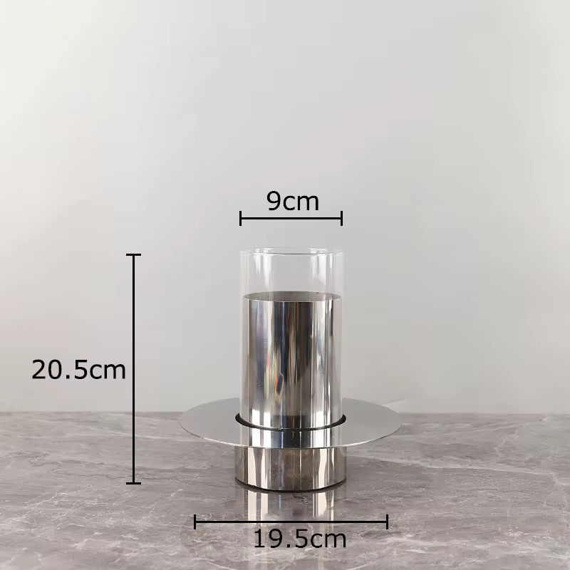 Vase en verre inoxydable minimaliste, décoration de bureau, arrangement de fleurs artificielles, vas