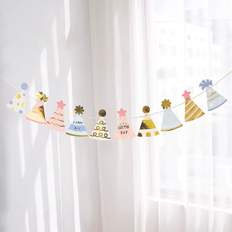 Banderoles de chapeau d'anniversaire pour réception-cadeau pour bébé, décorations de fête d'annivers