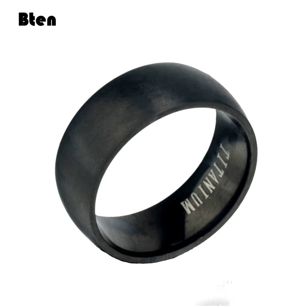 Bten – bague en titane noir pour hommes, finition mate, bijoux de fiançailles classiques pour hommes