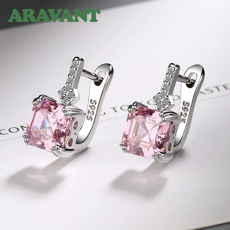 Aravant-Boucles d'oreilles carrées en argent regardé 925 pour femme, bijoux fantaisie