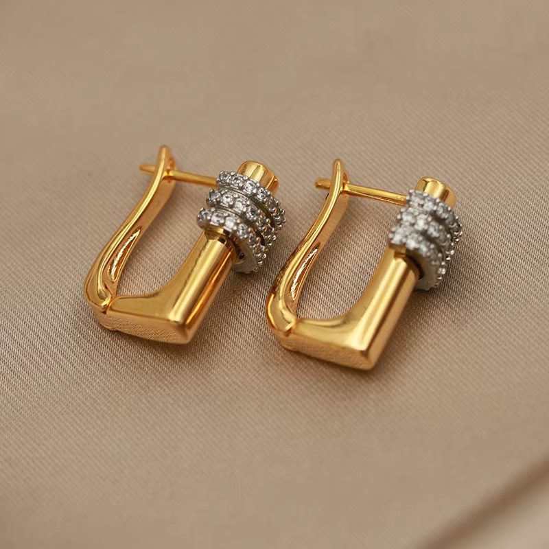 Boucles d'oreilles géométriques en cristal pour femmes, nouveau Design de vue, marque de mode, bijou