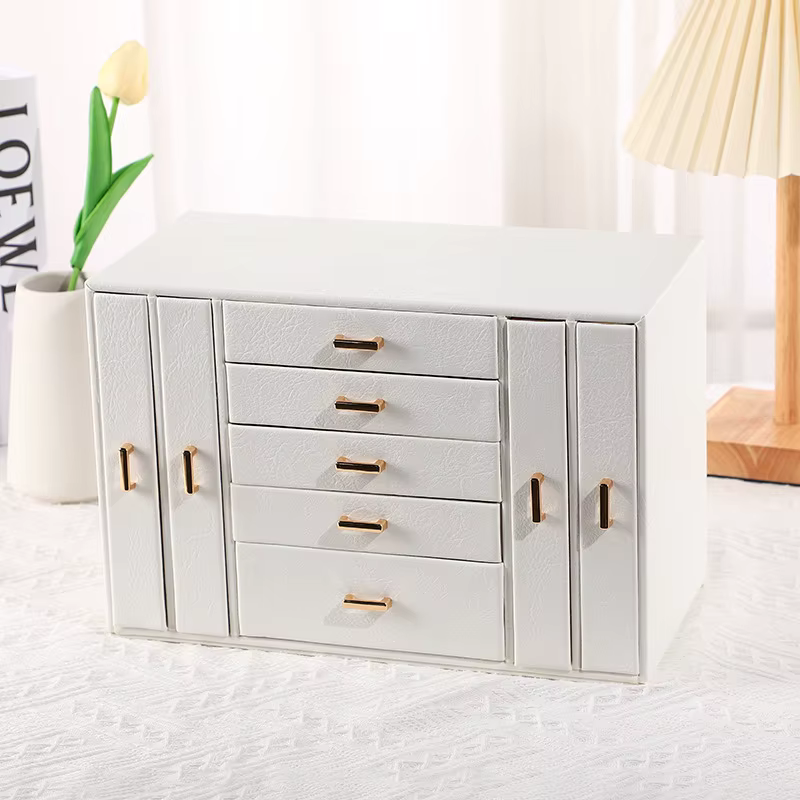 Boîte à Bijoux en Cuir Exquise de Luxe, Grand Présentoir T1, Mallette de Rangement, Fournitures d'Em