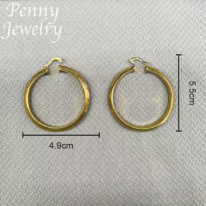Grand rond plaqué or 18 carats boucles d'oreilles pour femmes cuivre Vintage cercle boucle d'oreille