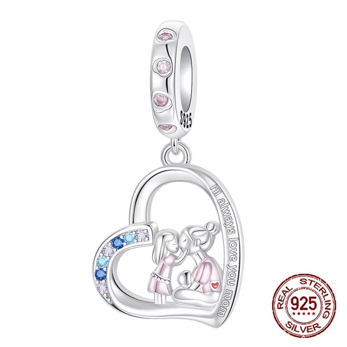 Pendentif en argent Sterling 925, je t'aime toujours, mère et fille, adapté aux Bracelets à breloque