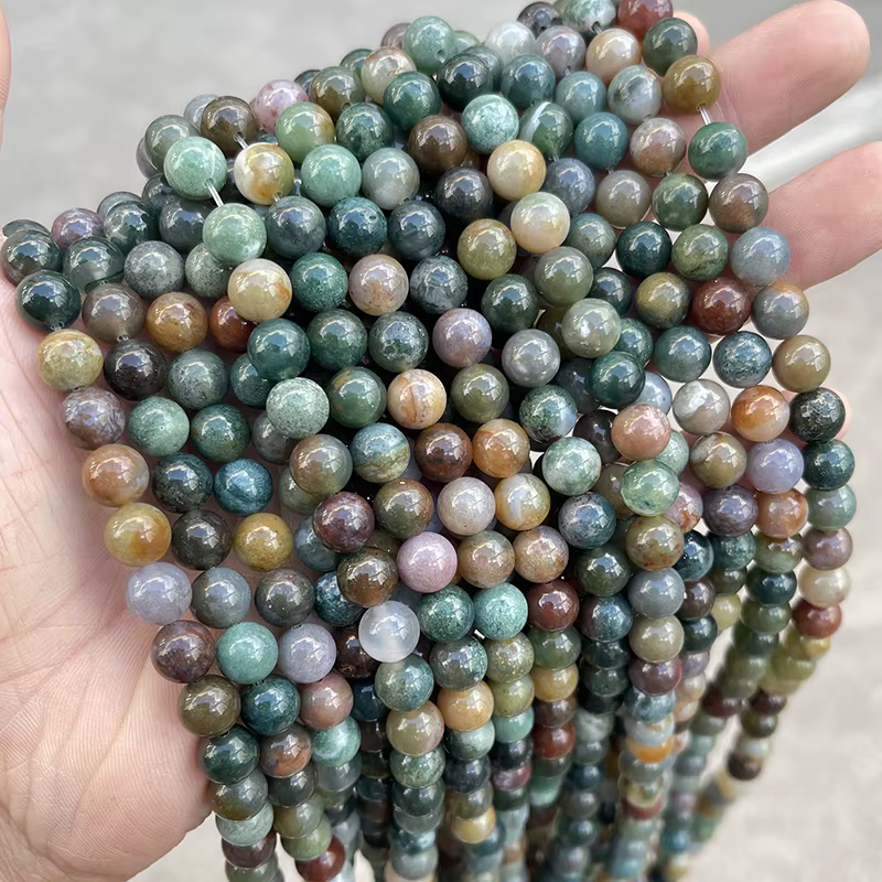 Perle d'agate indienne en pierre naturelle, entretoise ronde adt, 4mm, 6mm, 8mm, 10mm, 12mm, collier