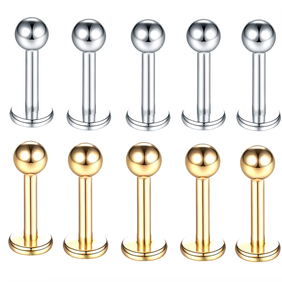 10 pièces/lot 16G acier chirurgical Labret anneau lèvre Piercing oreille Cartilage lèvres boucles d'