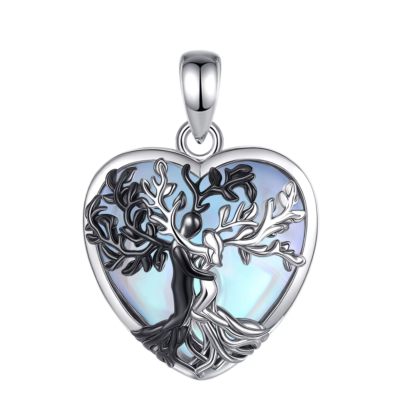 Eudora arbre de vie Couple câlin collier pierre de lune pierre de guérison cristal amour pendentif s