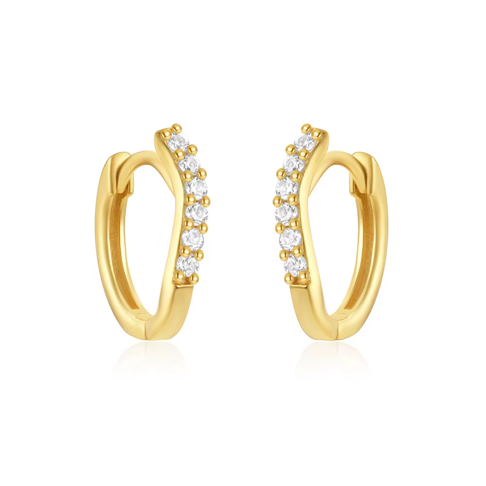 ROGHTS-Boucles d'oreilles en argent regardé 925 pour femme, vague irrégulière, micro incrusté, cercl