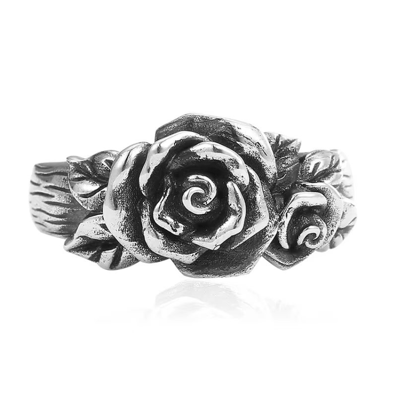 Bague Vintage en fleur de Rose pour femmes, accessoires de doigt, sculpture personnalisée de fleur, 