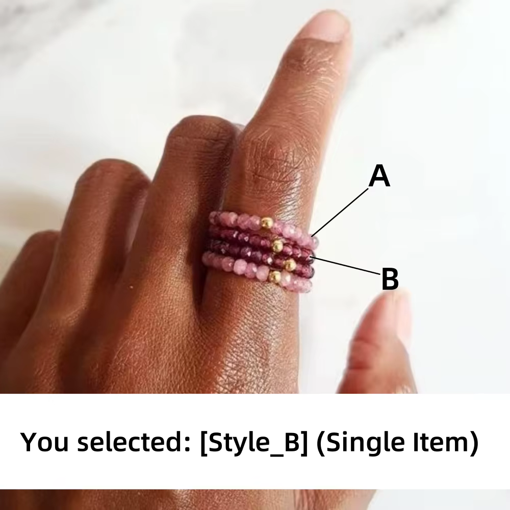 Vlen bague réglable pour femmes naturel rose Tourmaline grenat perles élastique extensible empilable