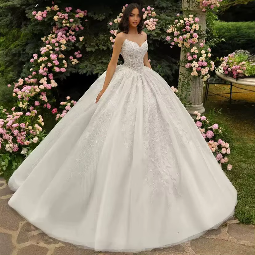 2025 Maria Novia luxe perles robes de mariée avec perles sans manches dentelle bretelles fermeture é