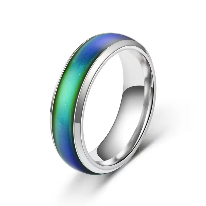 Bague de décoloration en acier inoxydable, anneau d'humeur Proxy, conception de réaction thermique, 