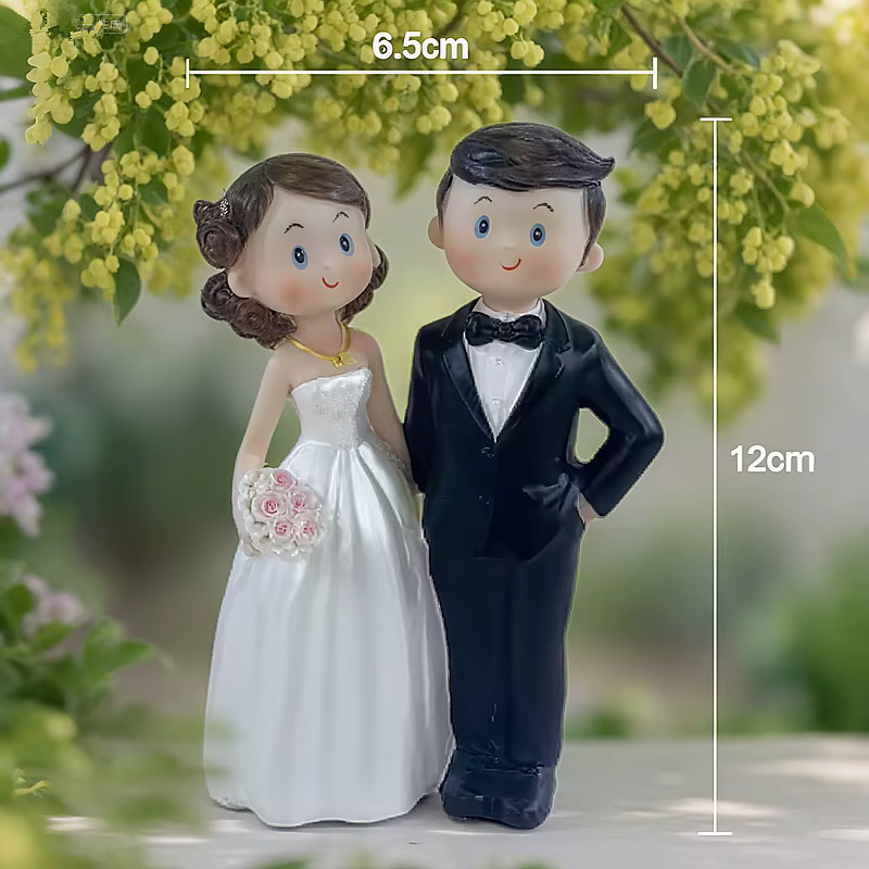 Figurines de style mignon pour gâteau de mariage (mariés) et décoration de gâteau de fiançailles/mar