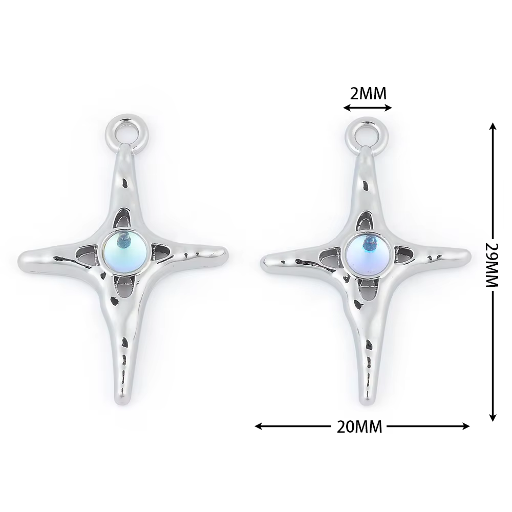 Pendentif étoile en or blanc, accessoires de bijoux simples, alliage multicolore, matériel de bijoux