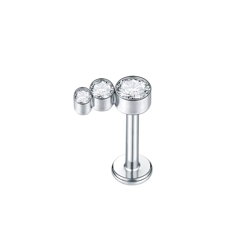 Boucles d'oreilles en titane, Piercing, Cartilage, Tragus, filetage interne, cristal CZ, Labret, ann