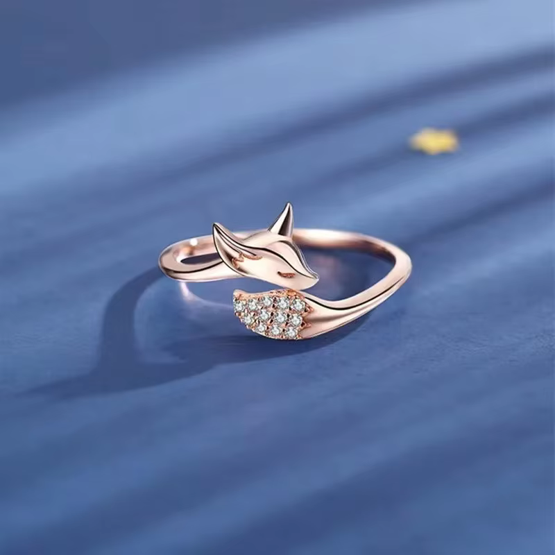 Wish – bague en diamant renard mignon, or Rose, bijoux personnalisés à la mode, bracelet en diamant 