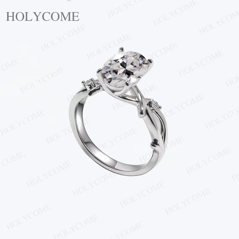 Bague personnalisée Moisanite coupe ovale en argent Sterling 925, bague en pierres précieuses cultiv