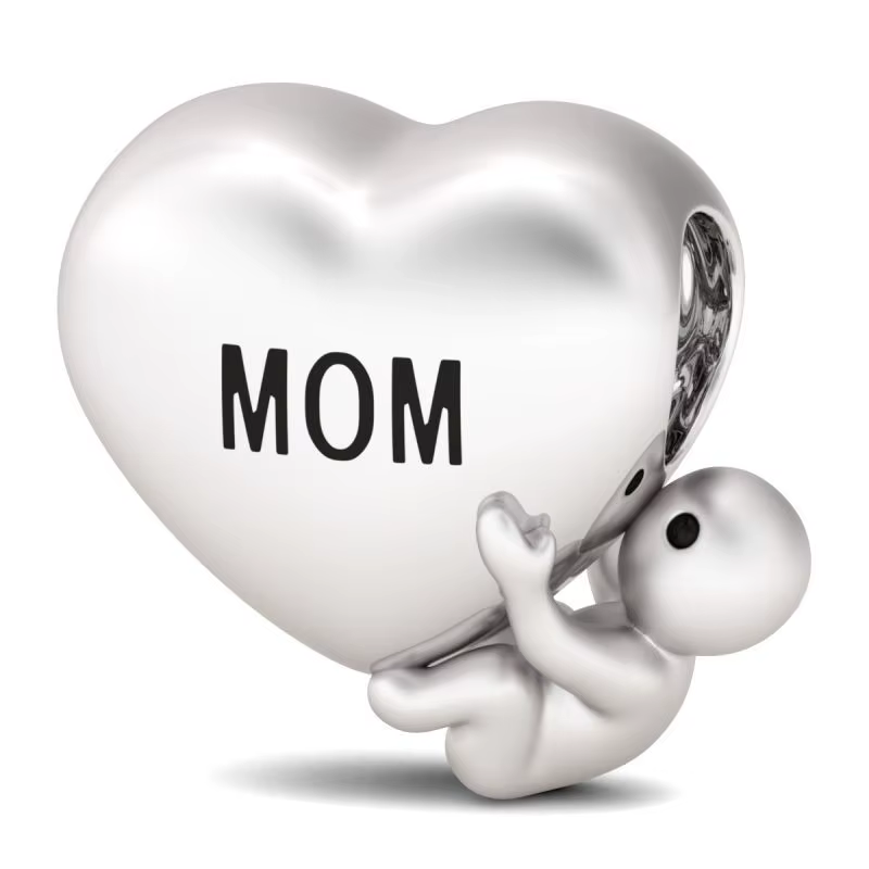 Breloques pendantes Cœur Famille Maman Bébé, Perles pour Bébé Garçon Fille, Landau, Grossesse, compa