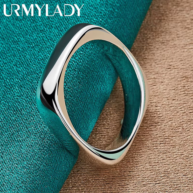 URMYLADY – bague ronde et carrée en argent Sterling 925, pour femmes et hommes, breloque de mariage,