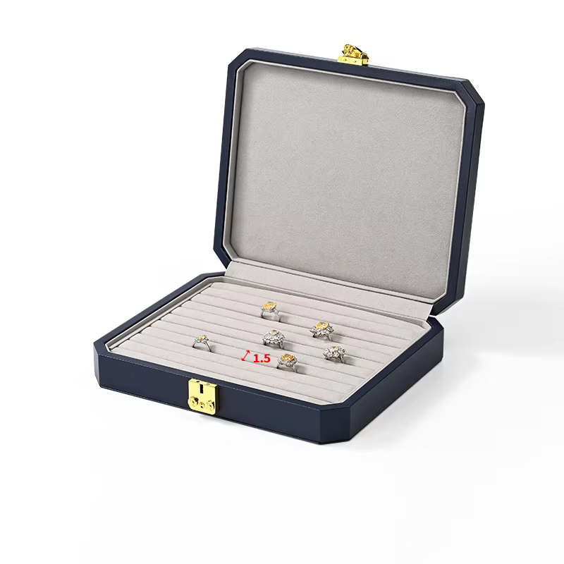 MISHITU-Boîte à bijoux carrée octogonale en cuir pour femme, boîte de rangement pour bague, boucle d