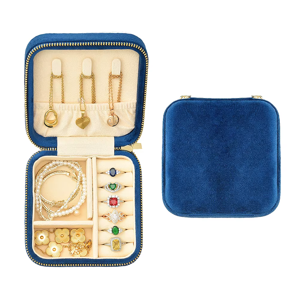 TAIMY luxe velours boîte à bijoux Mini Portable voyage personnaliser Logo personnalisé boîte à bijou