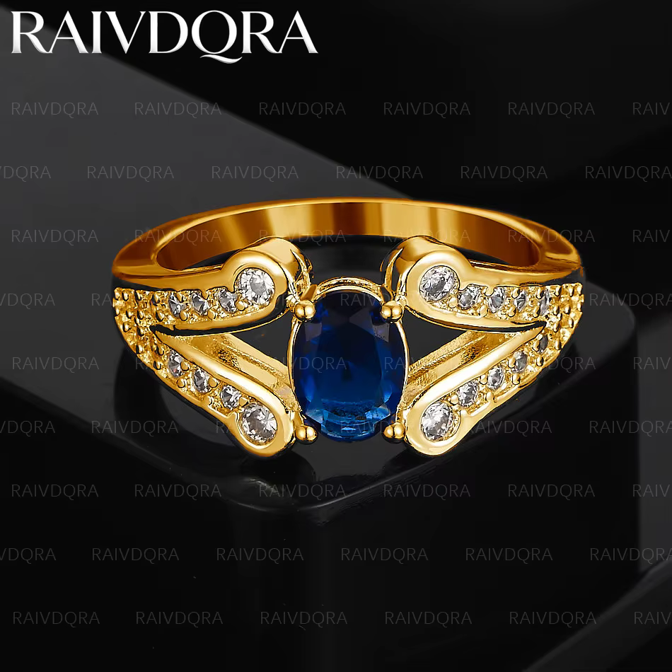 Bague de mariage en Zircon bleu plaqué or 18 carats pour femmes, bijoux à la mode, accessoires de fi
