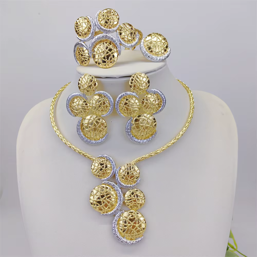 ESALE Ensemble de bijoux pour femme : collier, boucles d'oreilles, bague, bracelet, pendentif bourge
