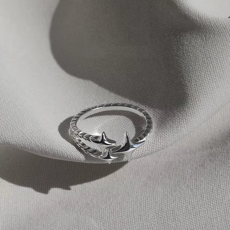 Bague ouverte Vintage en forme d'étoile croisée irrégulière pour femmes et hommes, Punk gothique, co