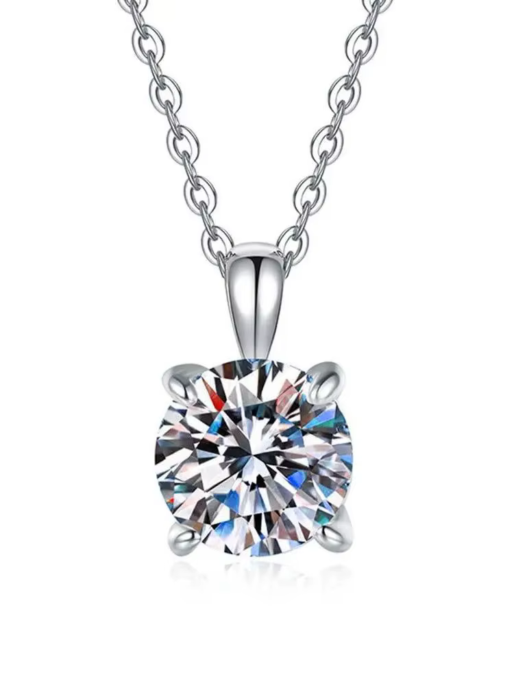 Lihong – collier classique pour femmes, zircone AAAAA, 1ct, pendentif à quatre griffes en argent Ste