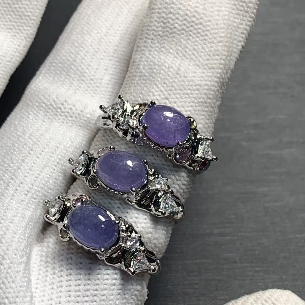 Bague en Tanzanite Naturelle 40 mm, Bague Ajustable pour Femme, Bijoux en Zircon Pavé pour Femme, Ca