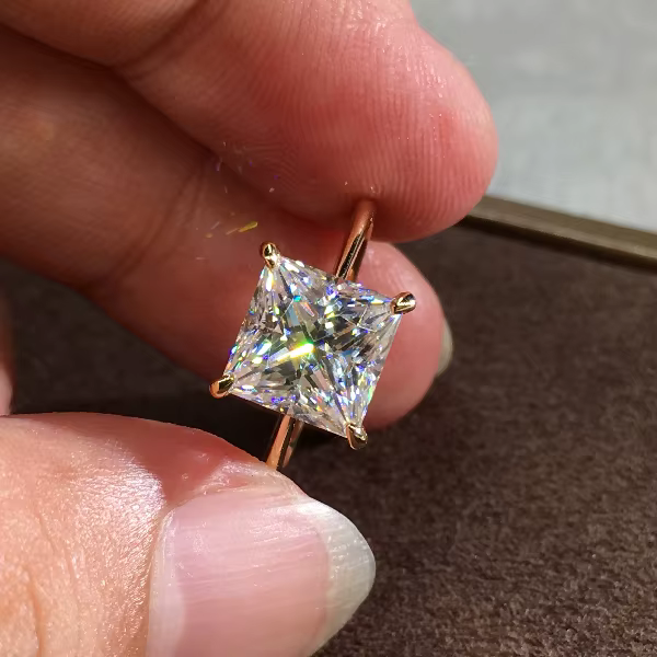 Bague de fiançailles en cristal de luxe pour femmes, coupe princesse, Zircon blanc, pierre carrée, b