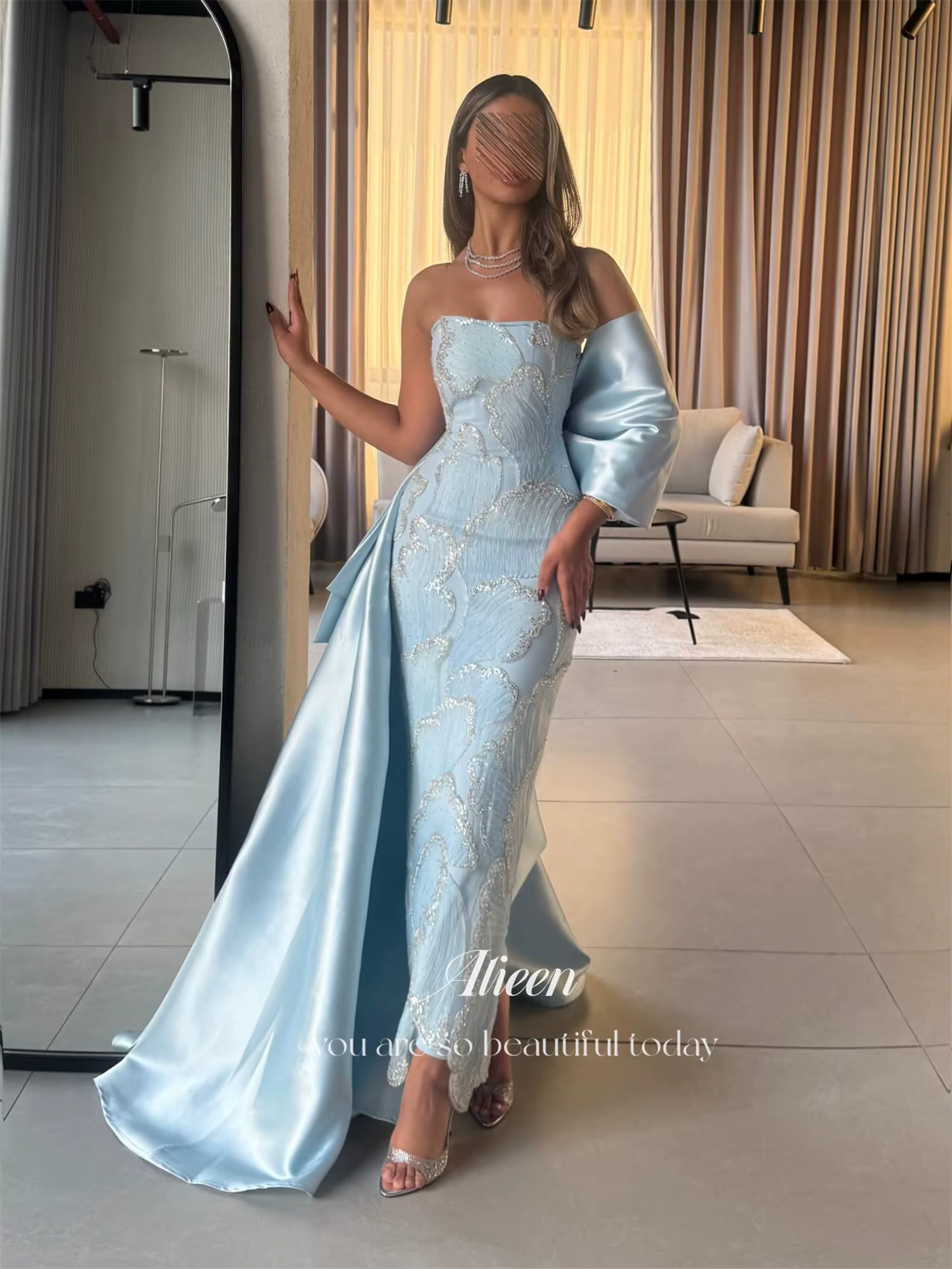 Aileen robes de soirée élégantes 2025 robes de mariée en satin pour les fêtes noeud papillon robe de