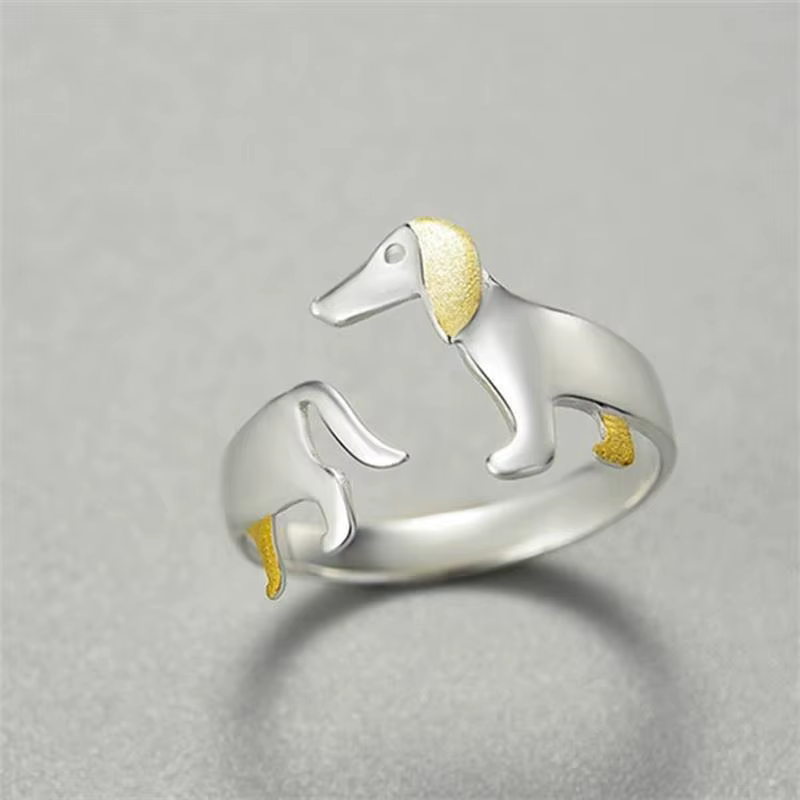 ANENJERY-Bague pour chien de compagnie pour femme, bijoux simples et mignons, bague réglable créativ