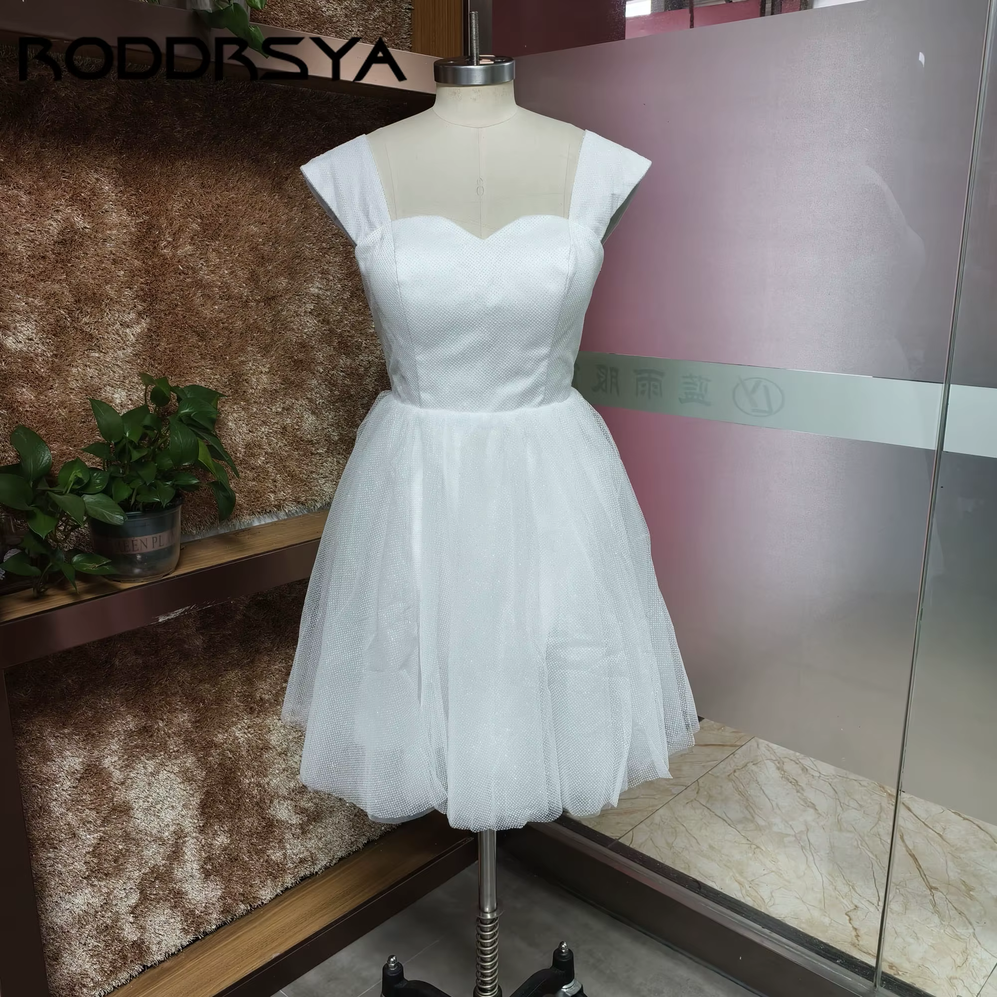 RODDRSYA-Mini Robes de Mariée pour Femme, Tulle Tissé de Rotterdam, Ligne A, Éducative De Novia Rosa
