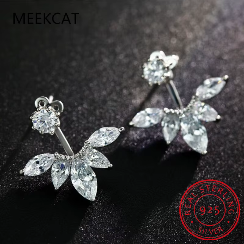 Boucles d'oreilles pendantes détachables 2 pierres en moissanite taille marquise 6cttw pour femme, e