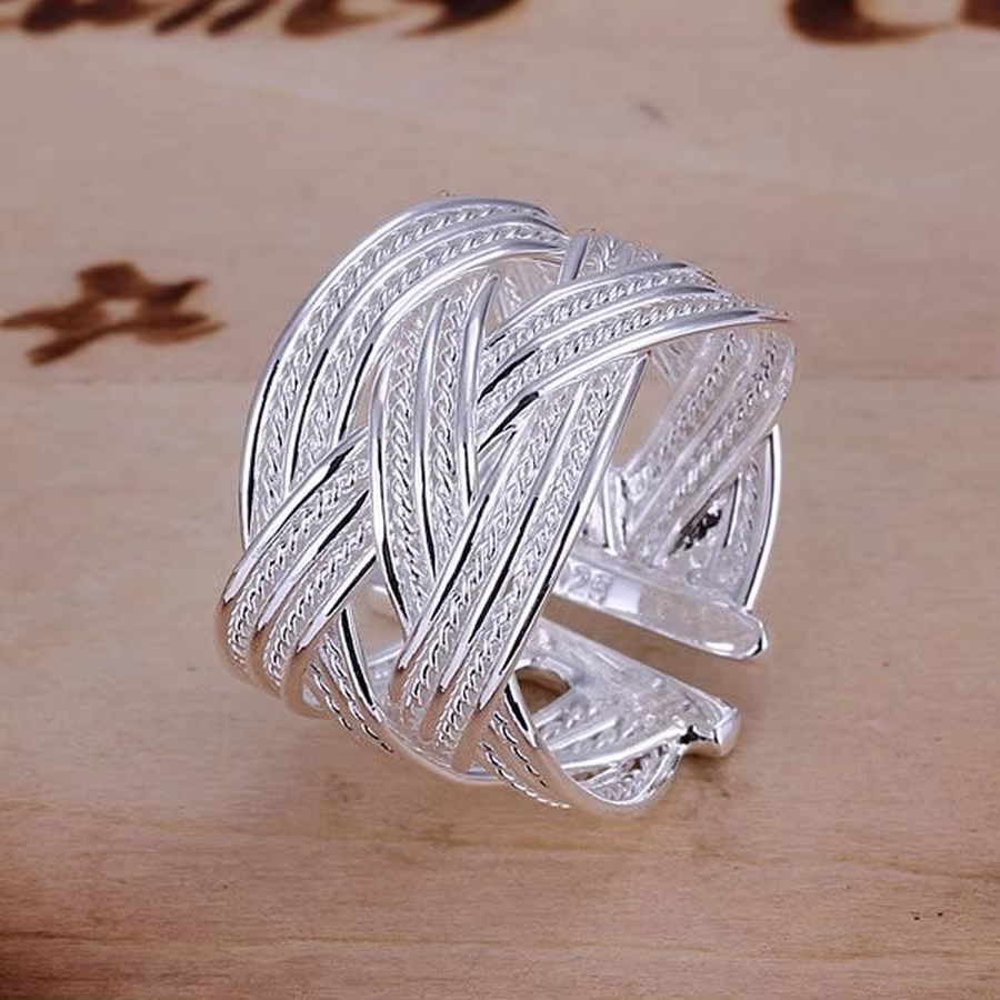Bijoux en gros en argent Sterling 925, bague ouverte, fiançailles, mariage, mode mariée, taille régl
