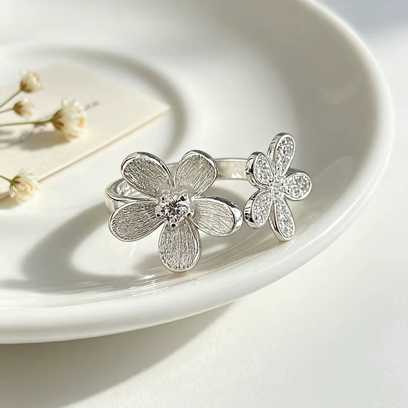Sam Panda – bague en argent Sterling 925 pour femmes, texture rétro, motif floral, simple, tempérame