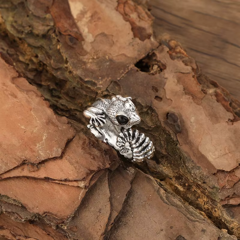 Bague ouverte en forme de lézard rétro, anneaux de Couple, roman, mignon, à la mode, élément d'abeil