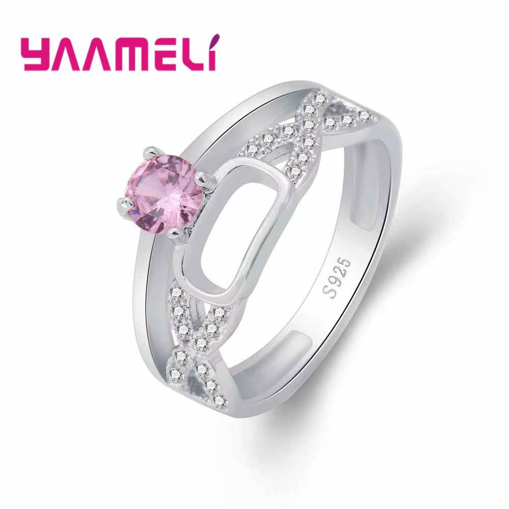 Bague de mariage en argent regardé 925 avec biscuits CZ transparents pour femme, bijoux féminins à l