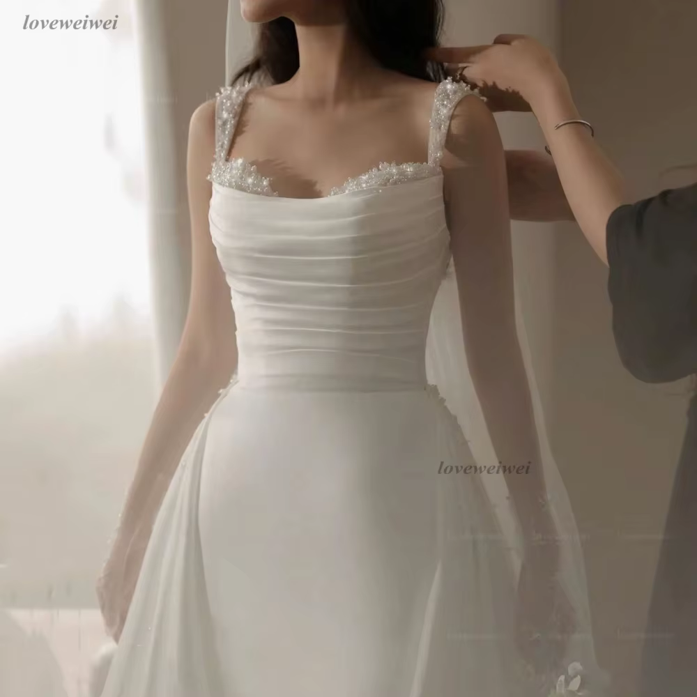Robes de mariée sirène classiques personnalisées en cristal, robes de mariée de luxe avec traîne dét