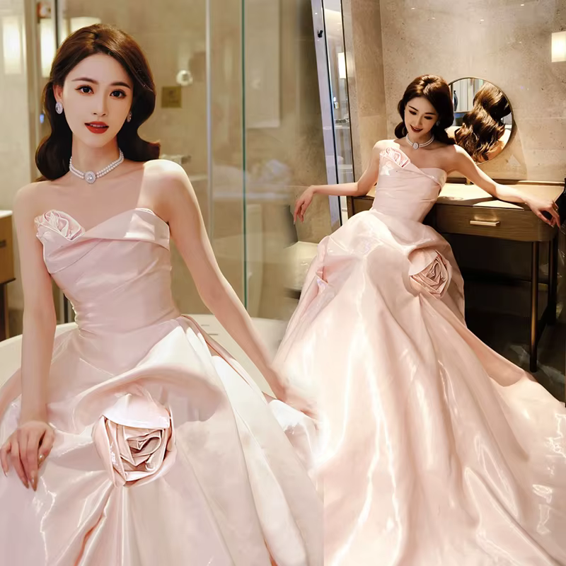 Robe de mariée Rose 3d, Robe de mariée Rose, Toast du matin, spectacle, cérémonie pour adultes, Robe