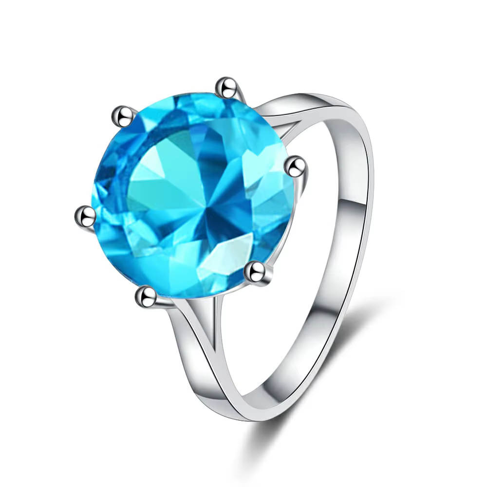 Bijoux pour femmes S925 bagues en argent saphir bleu Zircon bague de mariage ovale pour femmes fille