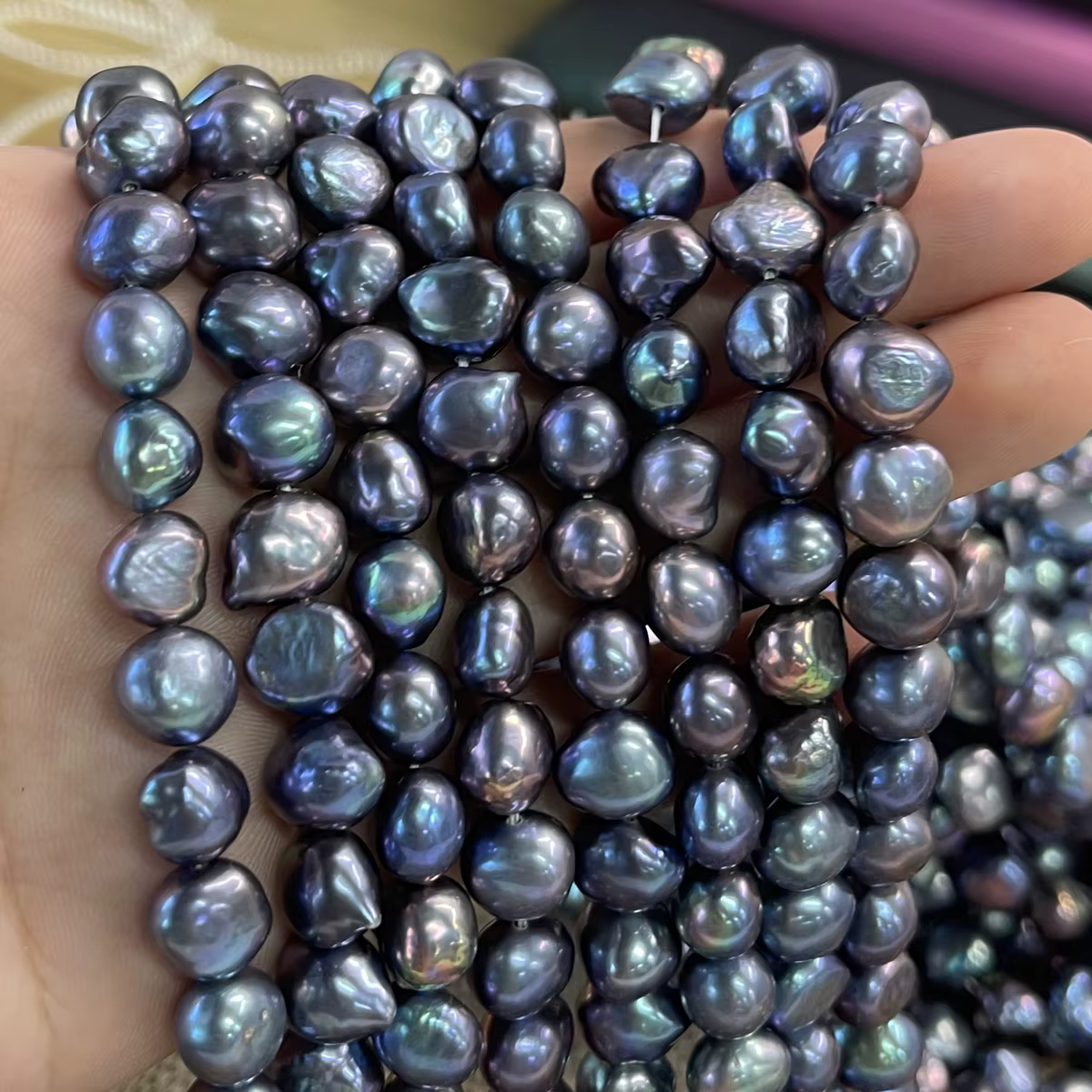 Perle d'eau douce naturelle baroque 8-9mm, perles noires, breloques pour bricolage, femmes et hommes