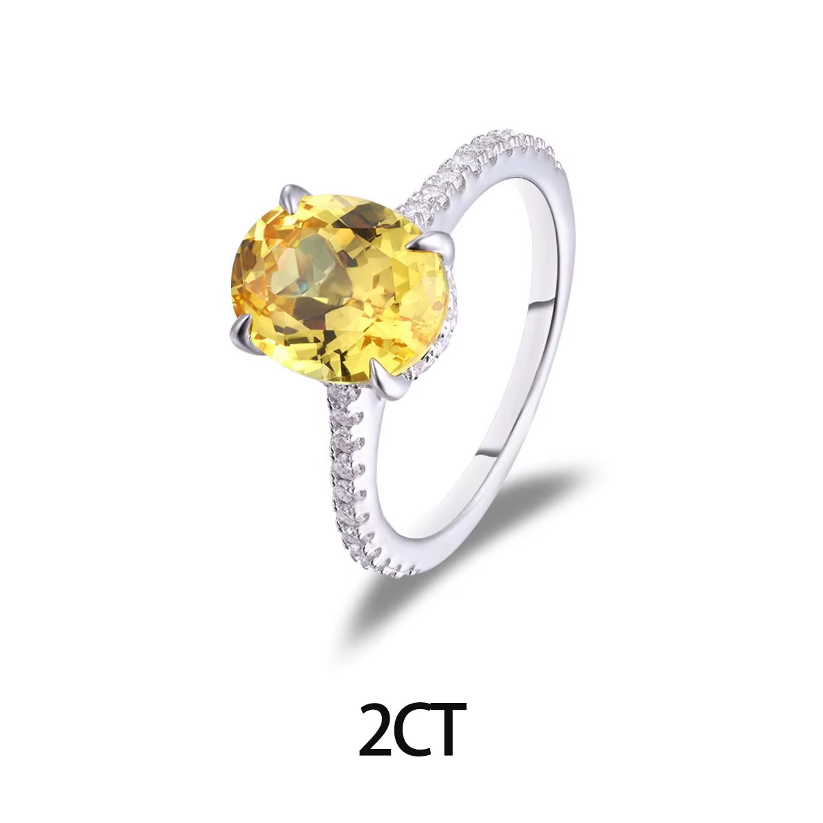 Bague de fiançailles LinkerLove en argent sterling S925 avec saphir jaune ovale de 2 carats pour fem