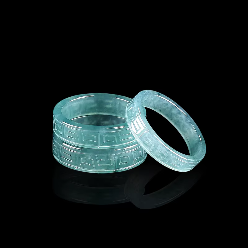 Bague sculptée en jadéite du Myanmar, accessoires Talismans, pierres précieuses de luxe Vintage scul