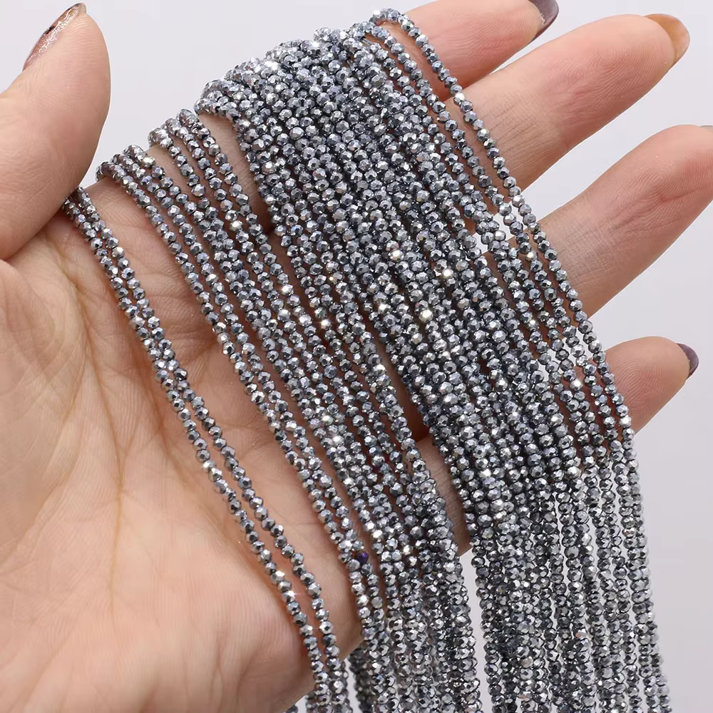 Perles fines en pierre naturelle plaquée argent, 2 pièces, petites perles de spinelle amples pour la